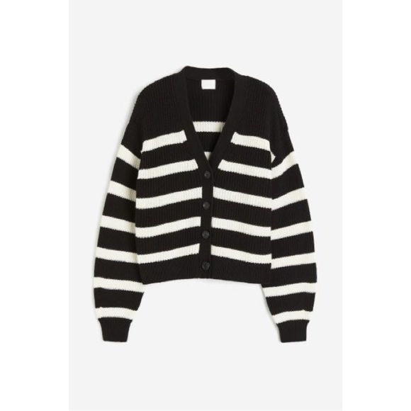 Black/White Striped Cardigan - Picture 7 of 9